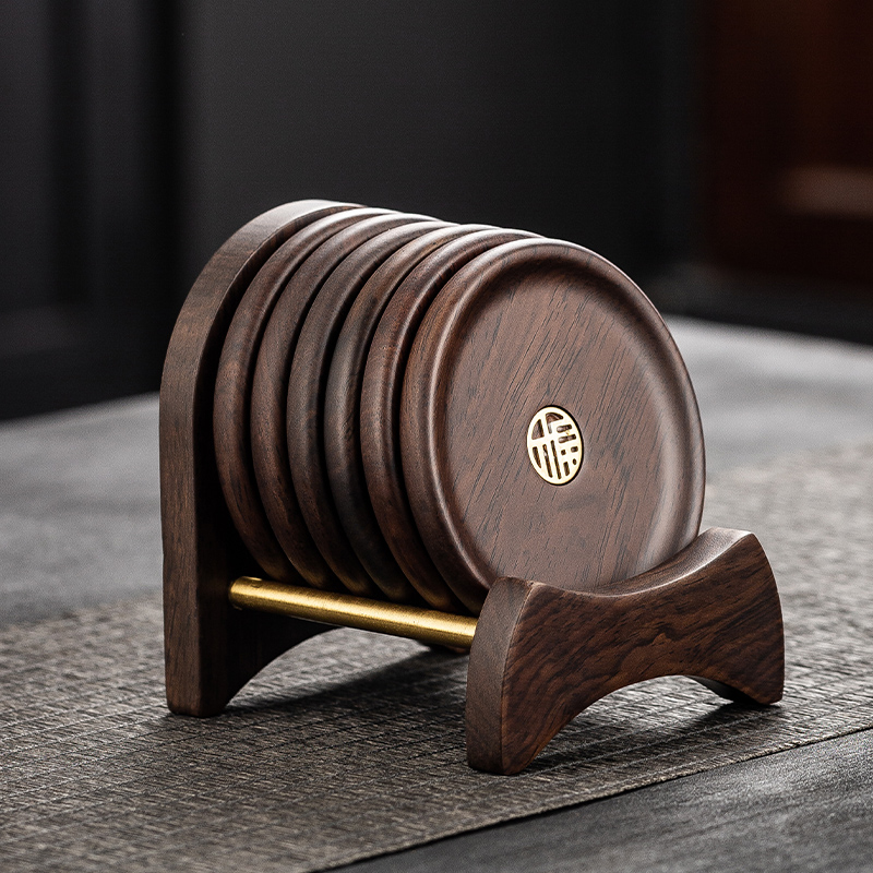 黑檀木茶杯垫套装组合实木隔热垫功夫茶具配件品茗茶托垫茶盘茶垫