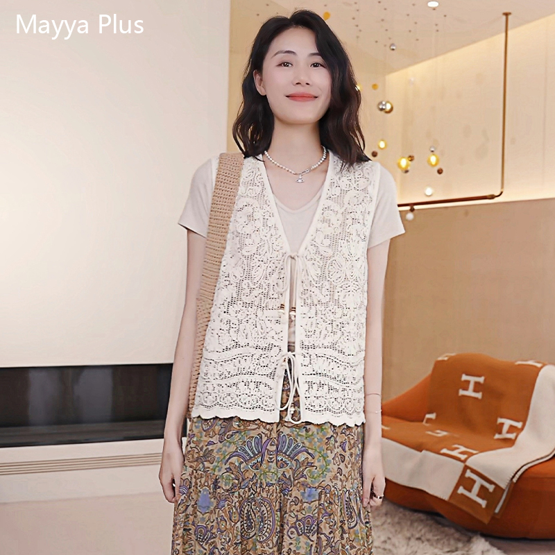【梦语】Mayya Plus麦芽定制法式V领马甲坎肩洋气高贵上衣32526217