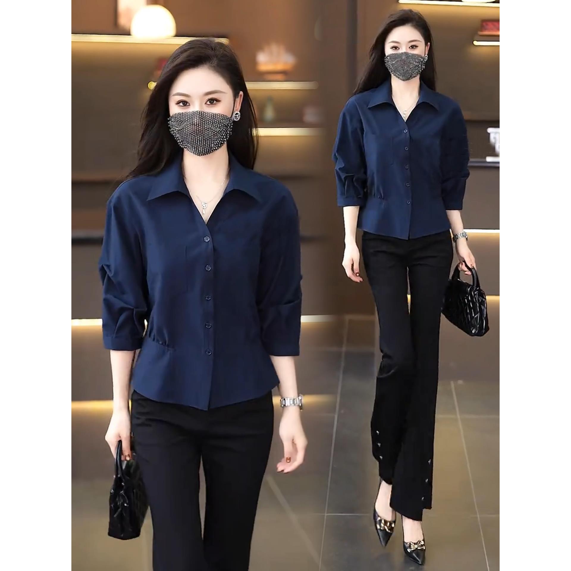 洋气小众衬衫女收腰显瘦2025新款薄款韩版时尚减龄休闲百搭衬衣