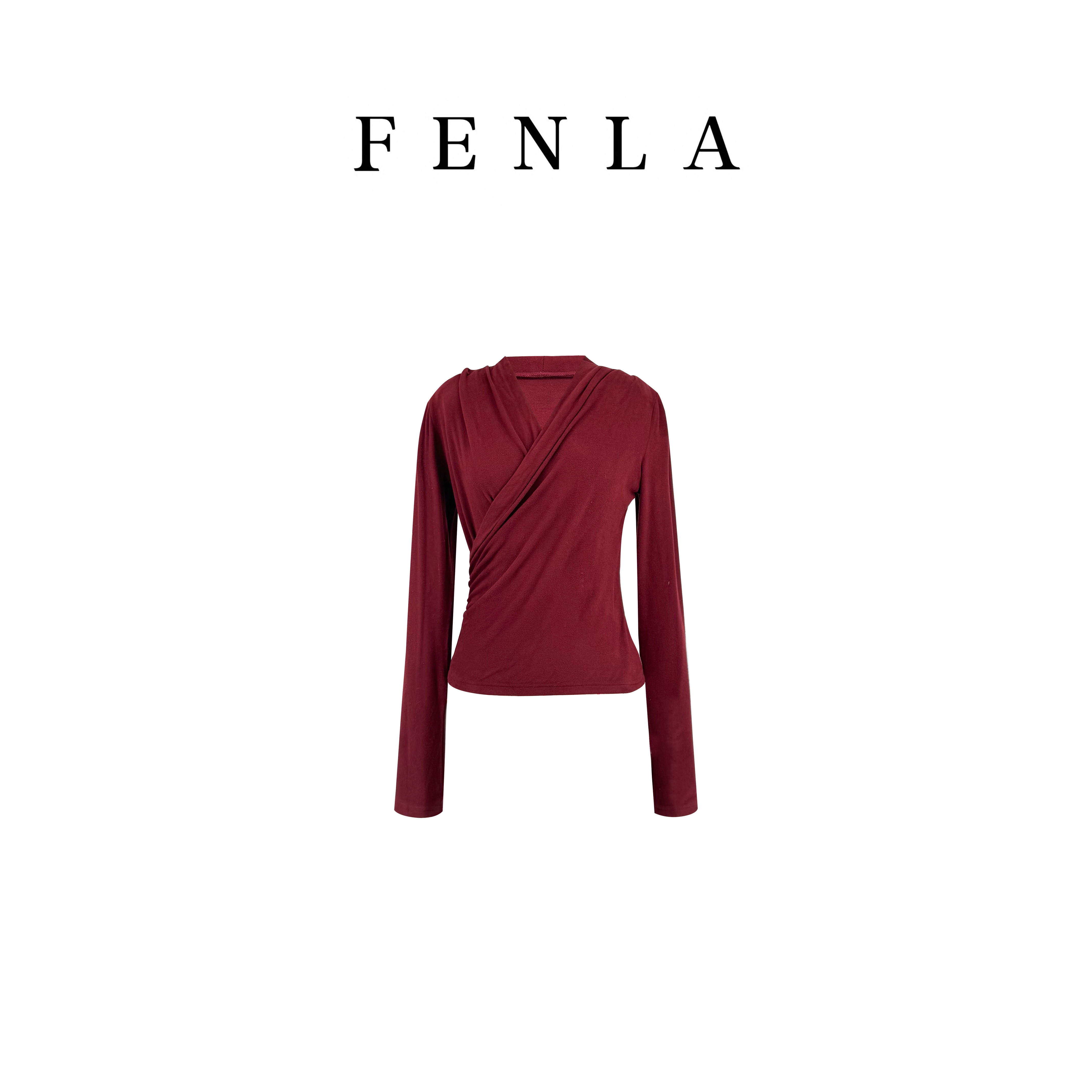 【惠姐私服】秋冬长袖V领内搭t恤显瘦正肩垂坠紧身上衣 85216