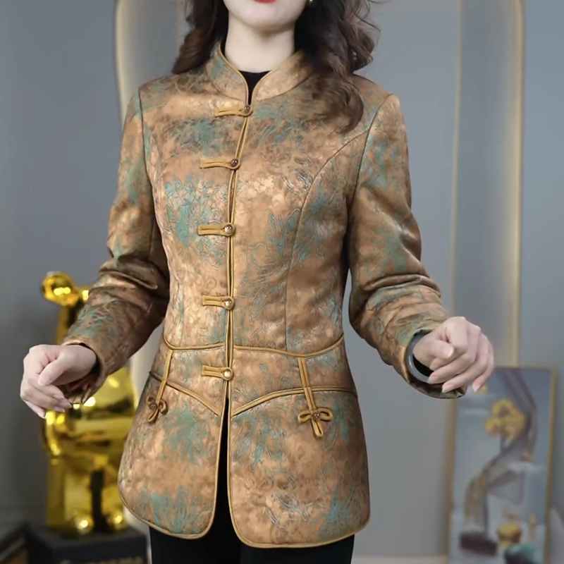 国风时尚短款棉服外套女2025年冬季新款妈妈装贵夫人加厚保暖上衣