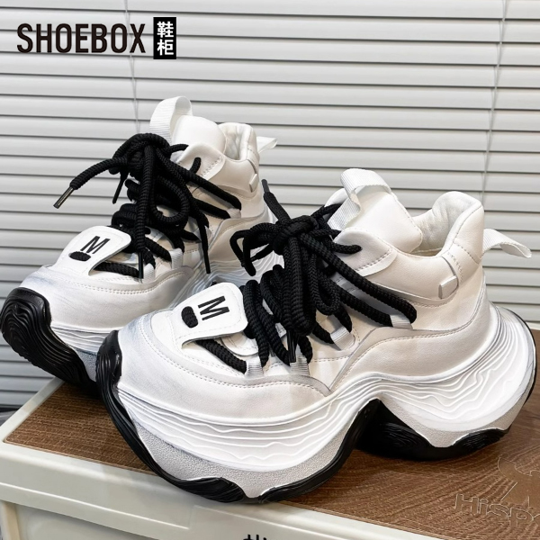 SH0EBOX鞋柜厚底增高做旧脏脏老爹鞋女2025新款时尚休闲运动鞋