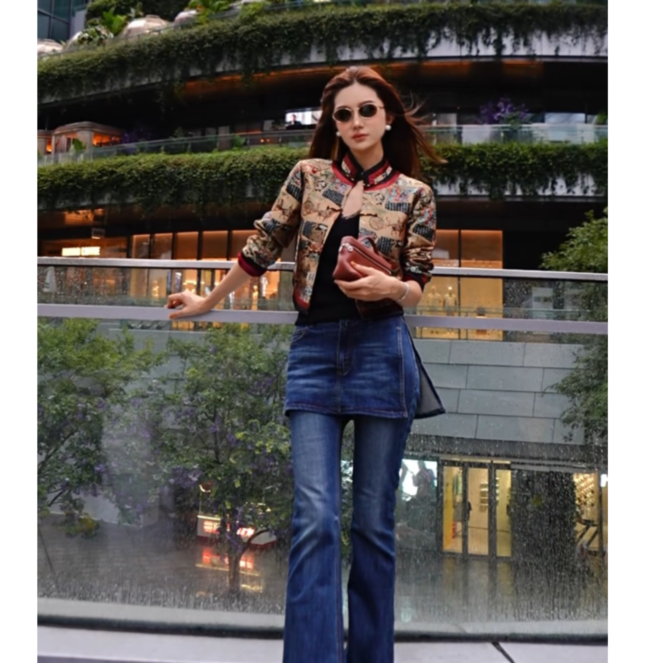 yiyiya.Guo艺艺吖【遮肉裤】休闲百搭时尚拼接牛仔裤090088SS52