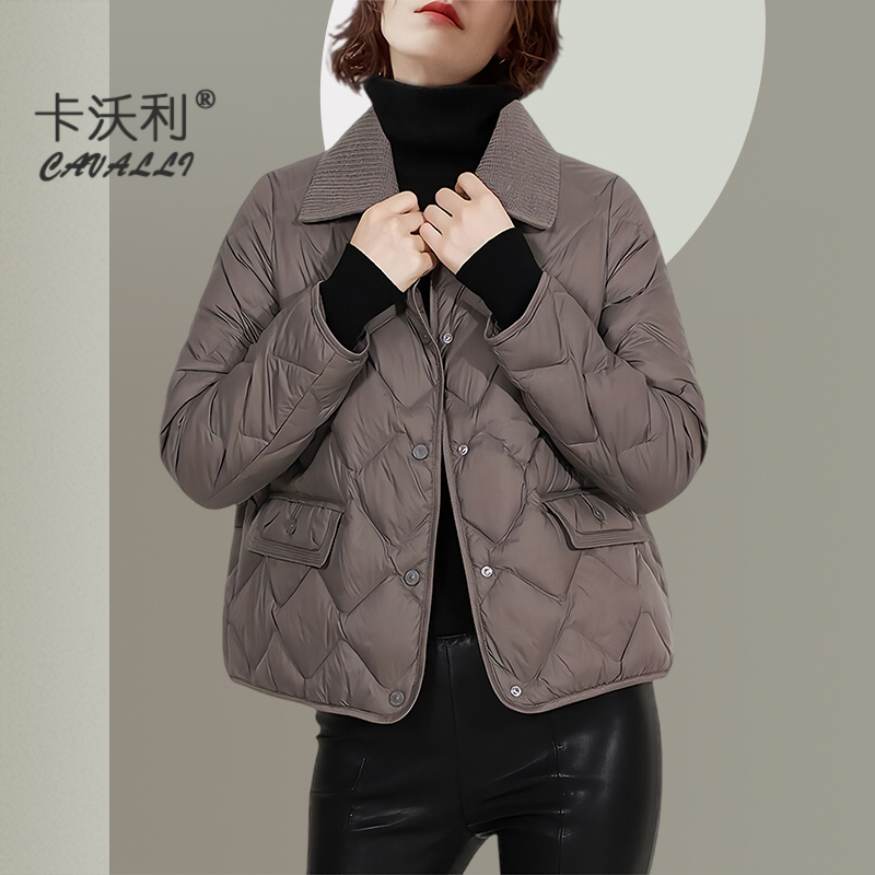 高级感设计Polo领百搭短款羽绒服女2025冬季新款轻薄时尚保暖外套