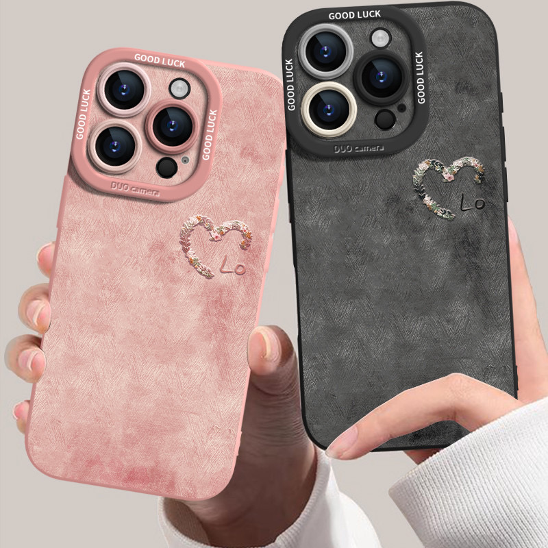 情侣花朵半心适用iphone16瞳眼15新款14手机壳苹果iPhone13软套12