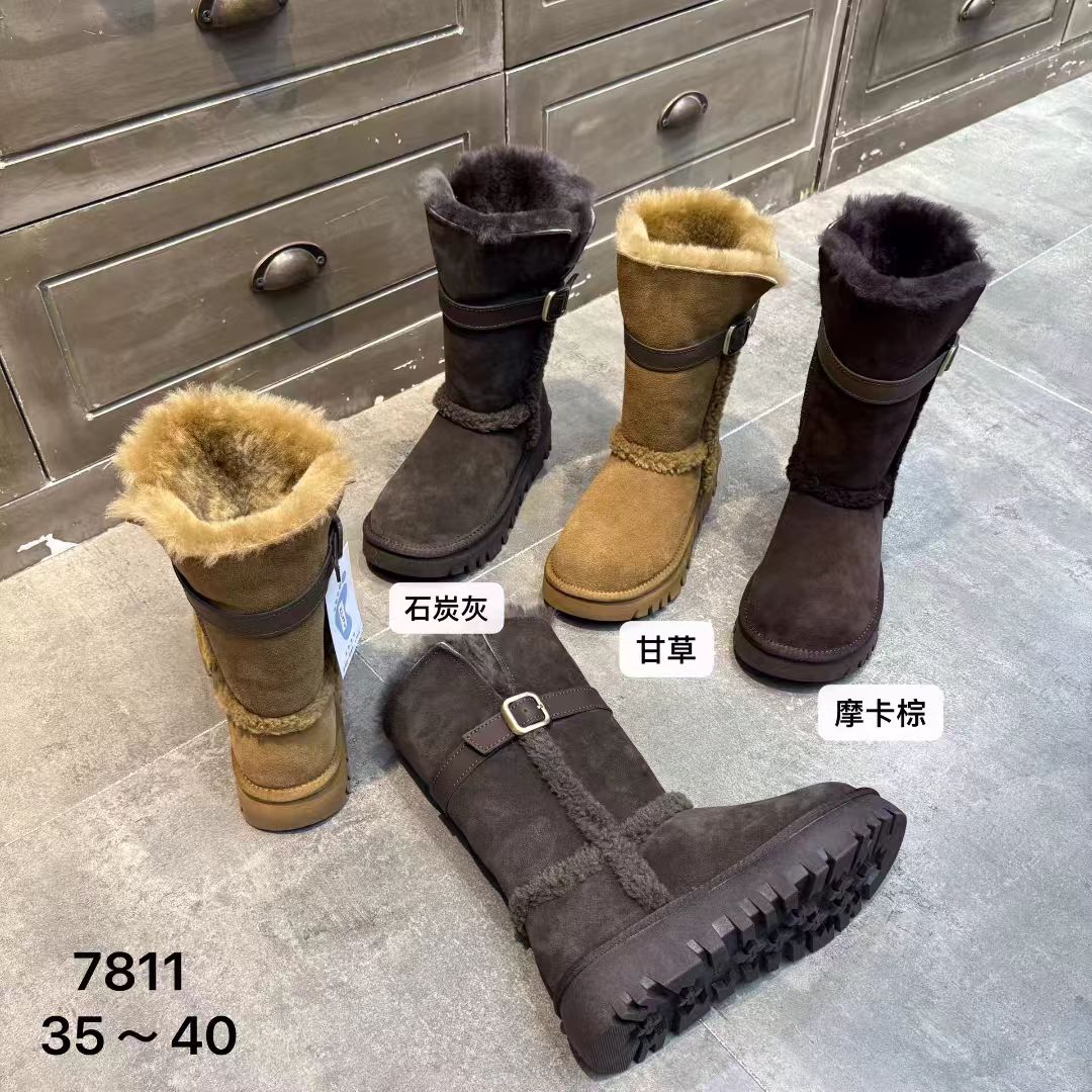 蒙古厚底羊毛雪地靴女2025冬季新款长筒加绒加厚保暖高筒靴女棉鞋