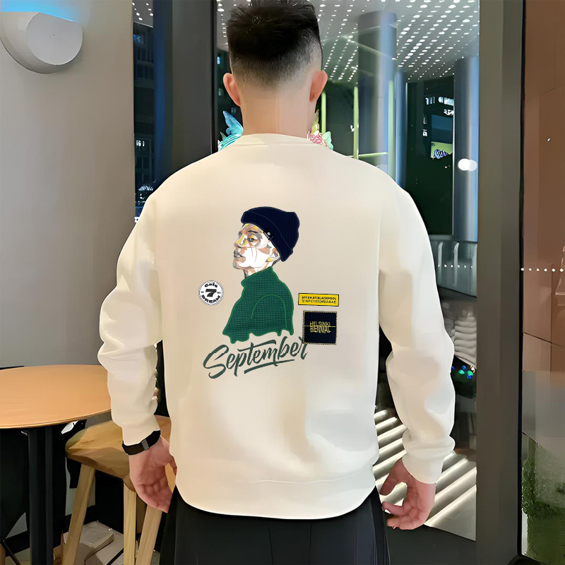 2025秋冬新款时尚潮牌卫衣男士美式潮流印花百搭长袖休闲圆领上衣