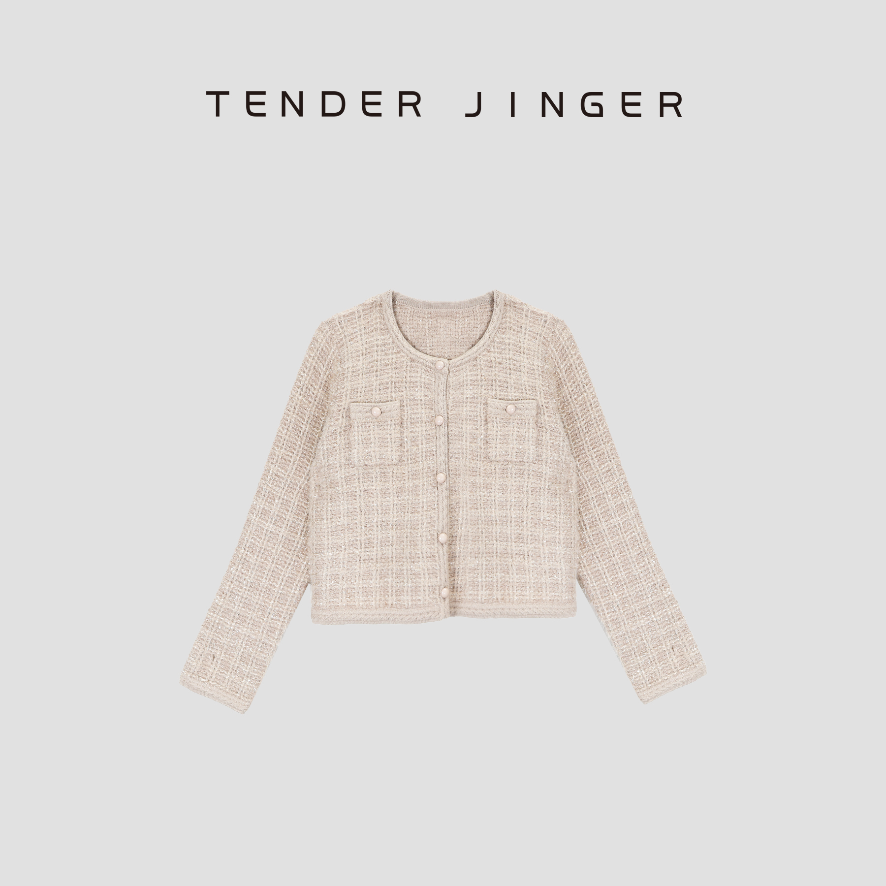 Tender Jinger撞色立体编织开衫外套T53ZM661M