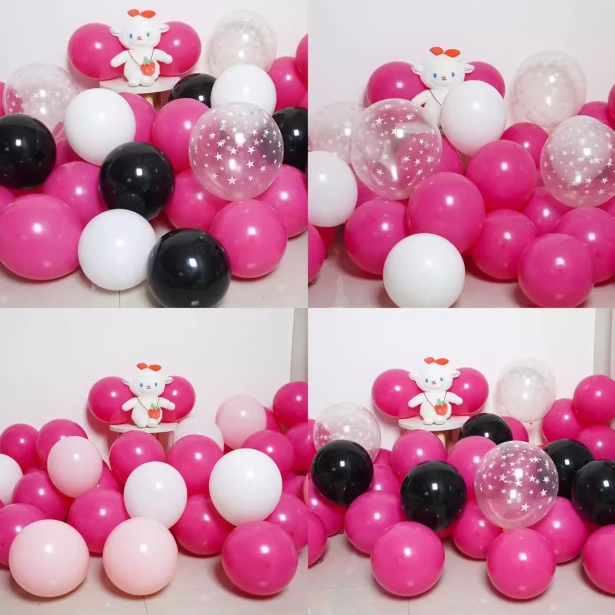 10寸玫红色厚气球订婚表白求婚场景装饰商场酒店餐厅布置婚庆用品