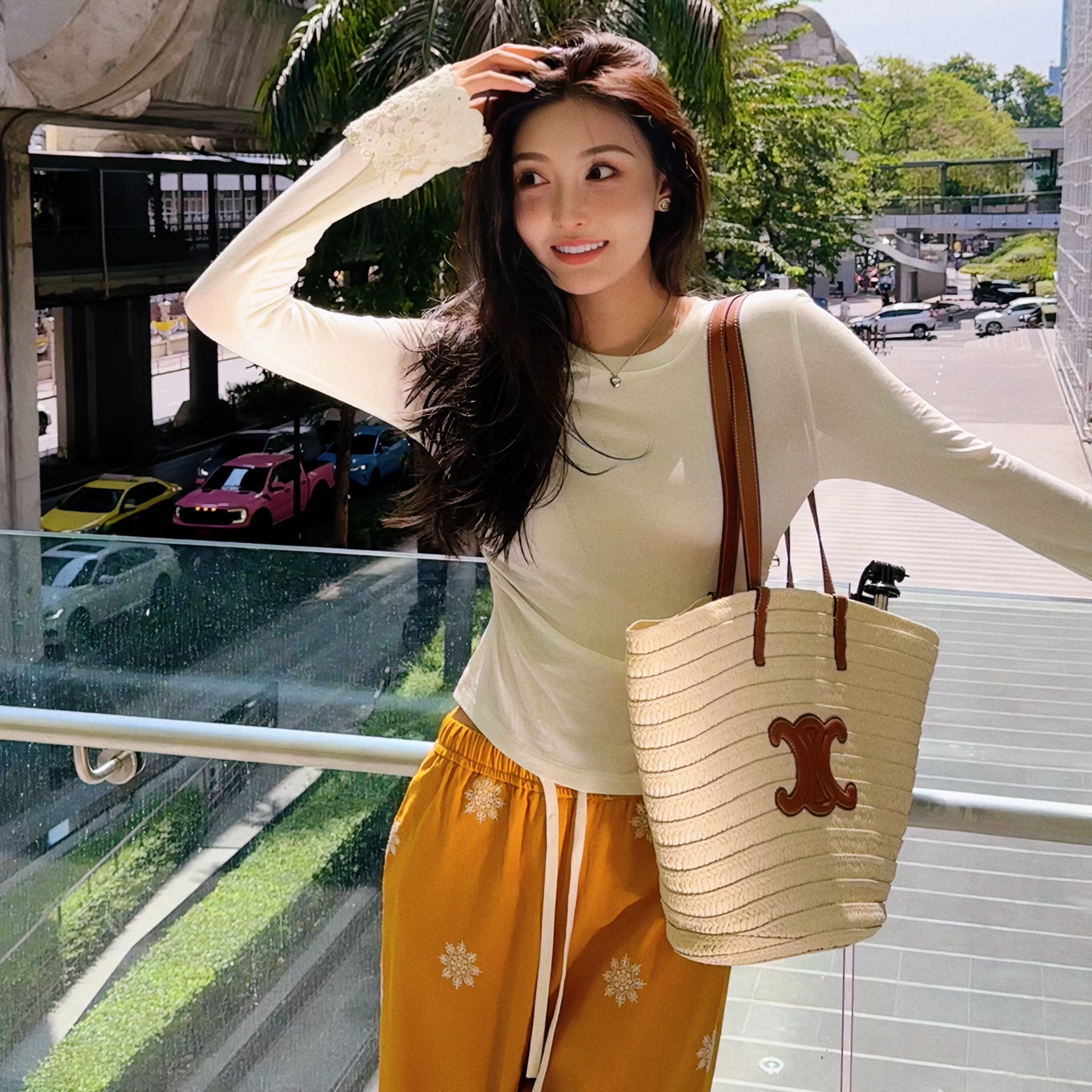 Moprobably李予诺「白露」"莱赛尔+醋酸"法式气质长袖T恤L5247081