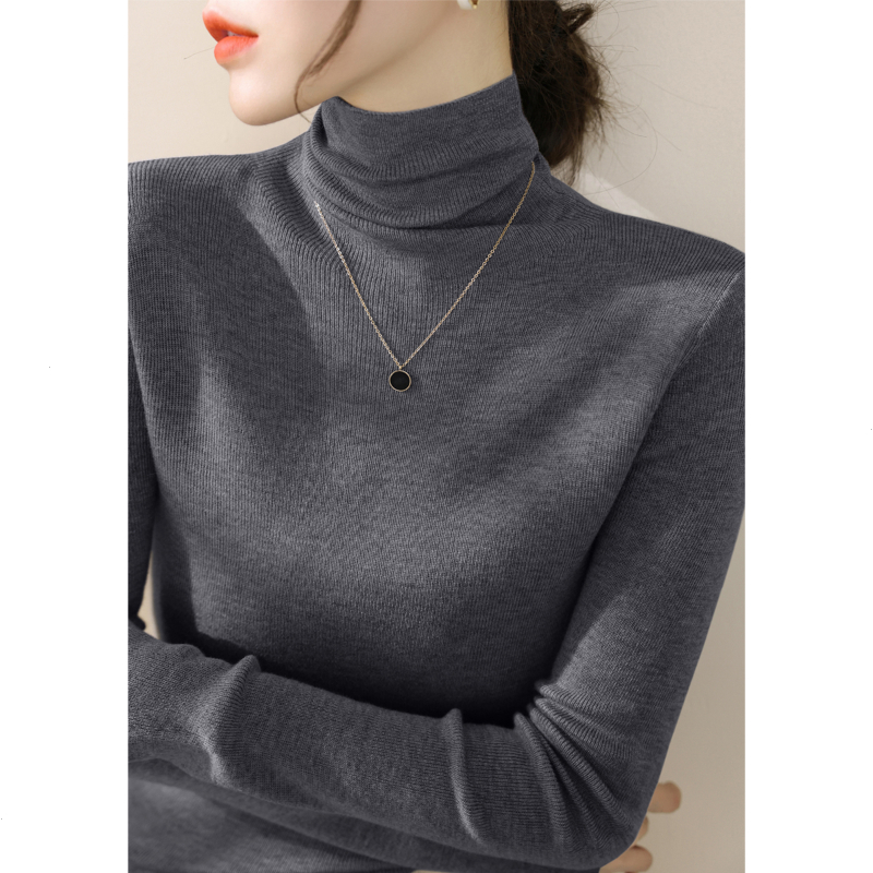秋冬堆堆领修身显瘦打底衫毛衣2025新款简约时尚百搭女款爆款打底