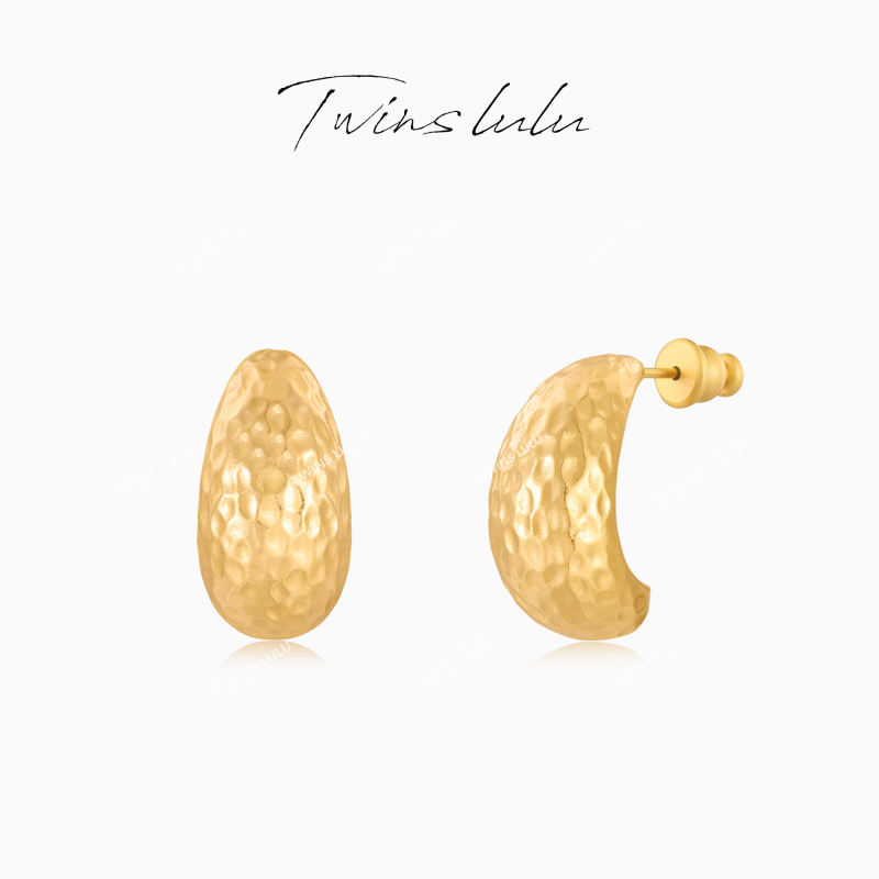 TWINS LULU 流光风 秋上新 礼物国风小众金色腰果锤纹耳环TSL2872