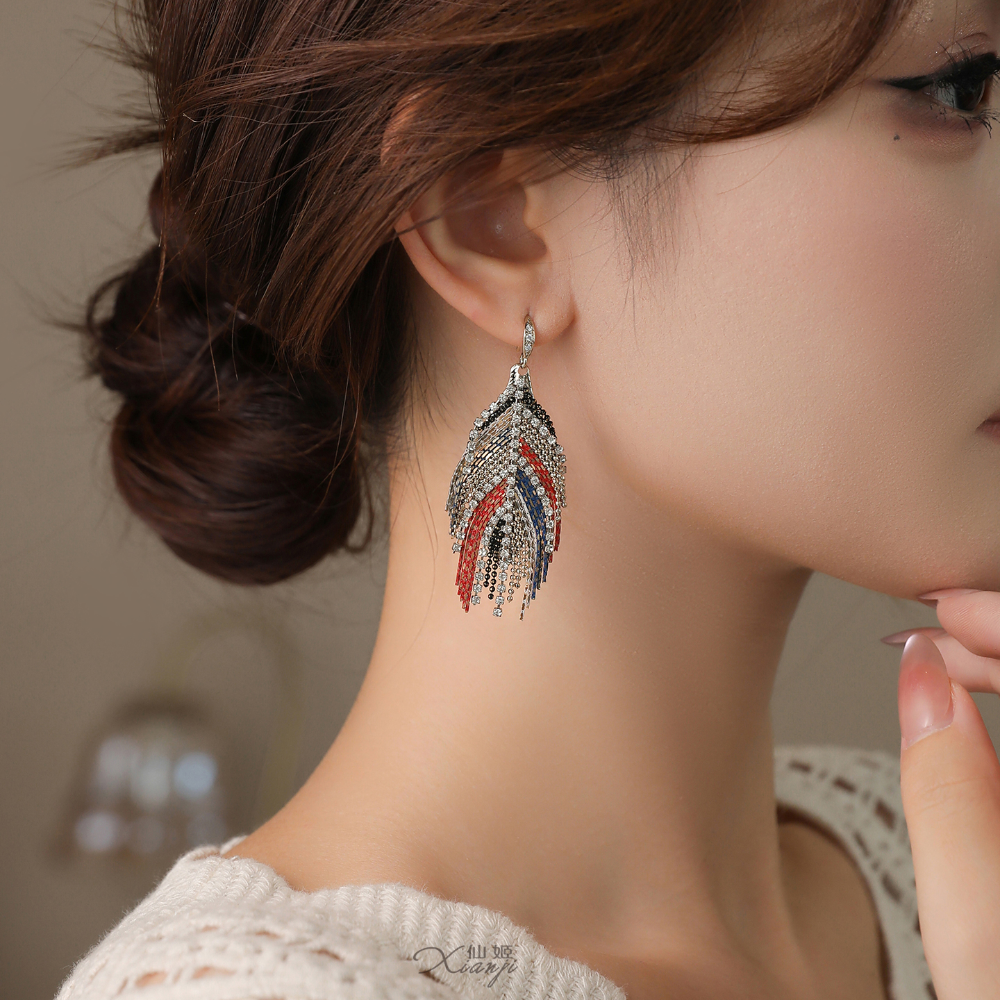 铜合金耳饰 绝美设计师独特小流苏耳环新款高级感民族风耳饰02000