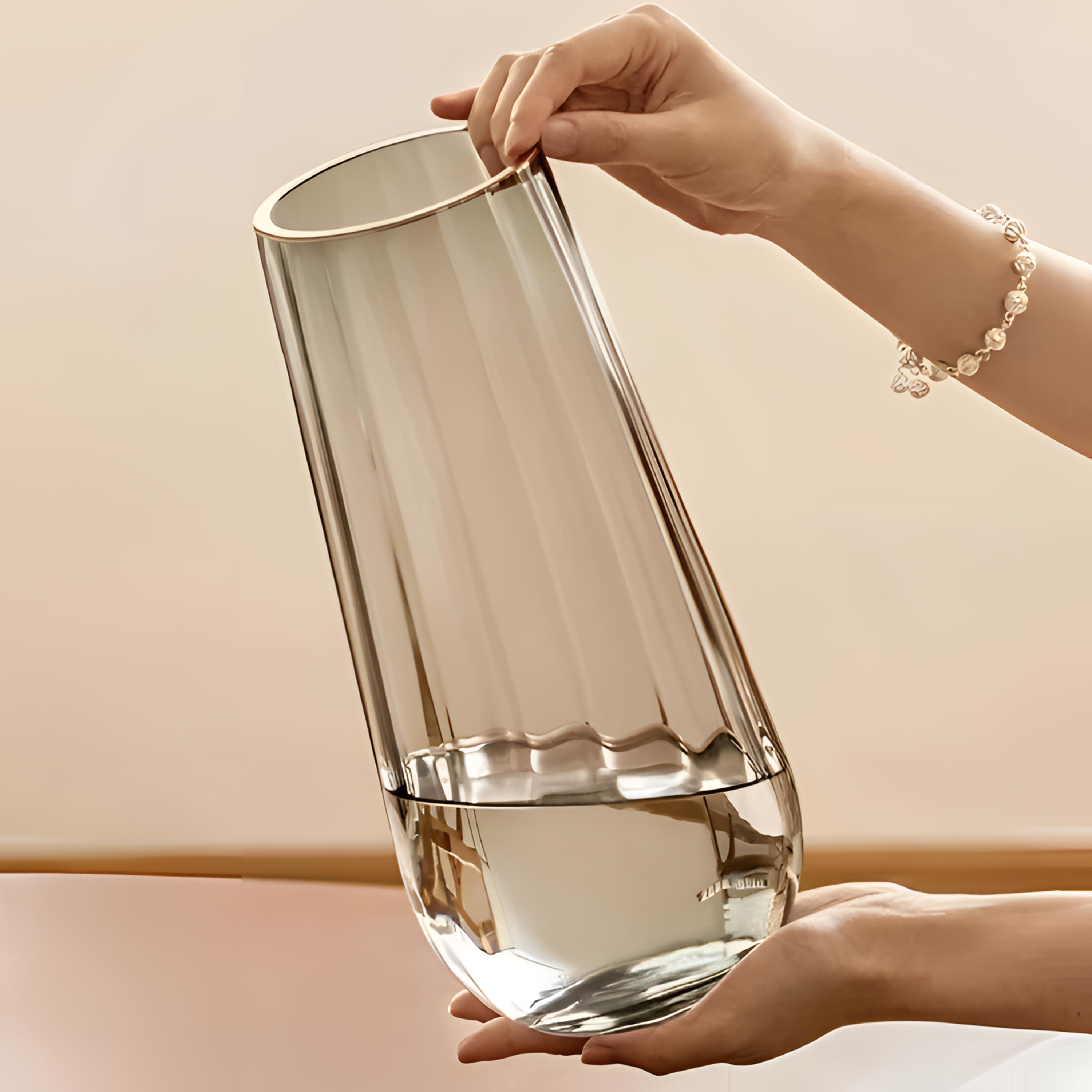 轻奢高级感透明玻璃花瓶插花器水养玫瑰专用客厅装饰水培摆件鲜花