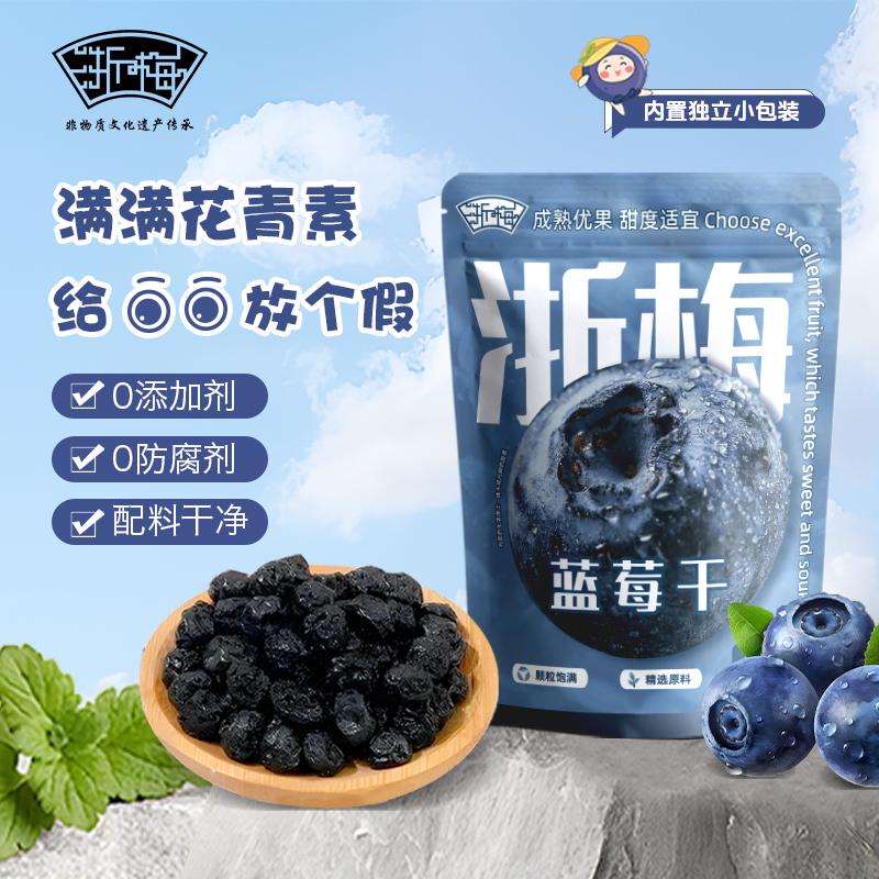 【1包含10小袋左右】浙梅加拿大蓝莓干508g无添加休闲解馋小零食BD