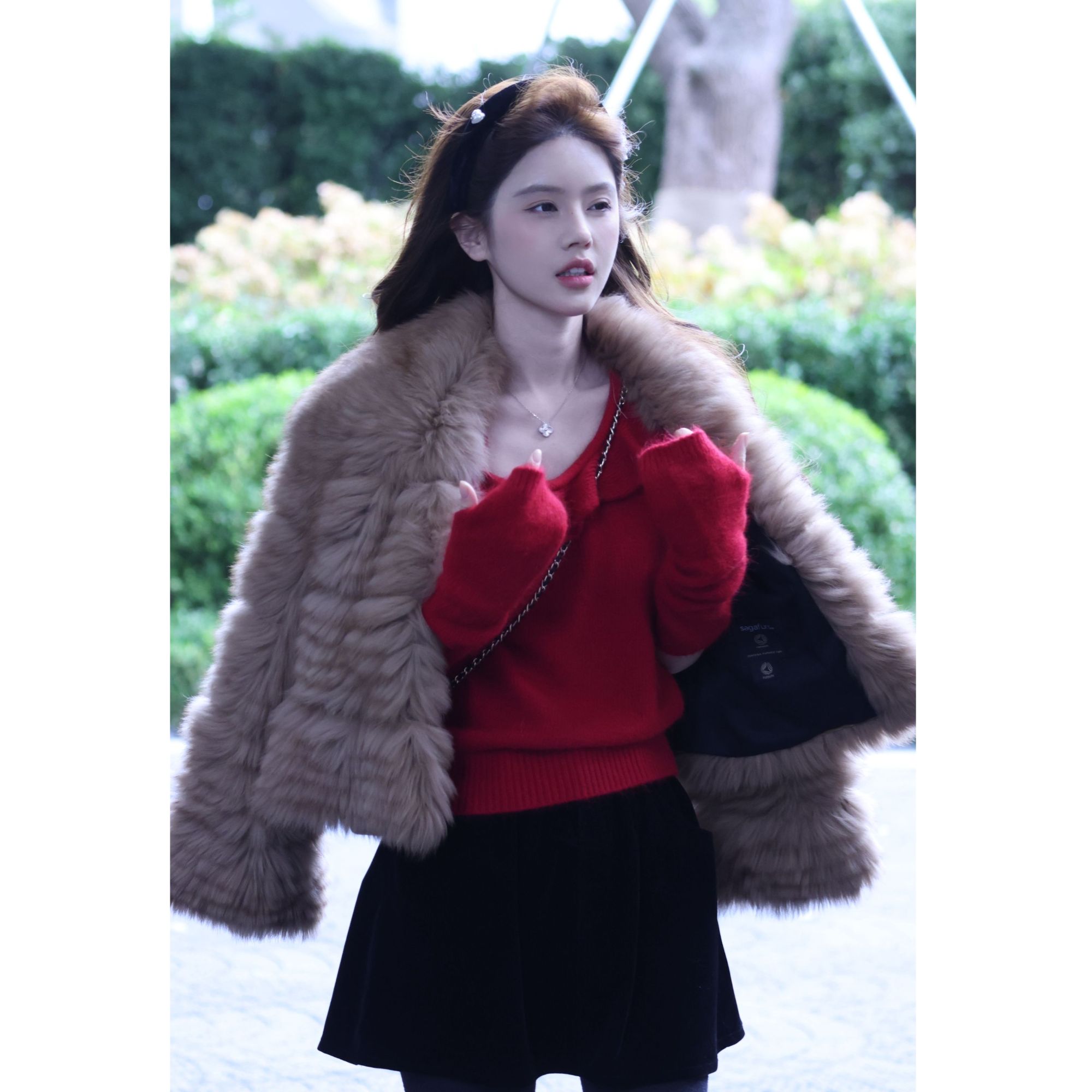 【花花】钓系天菜~韩系时尚秋冬氛围感咖色真狐狸毛皮草外套
