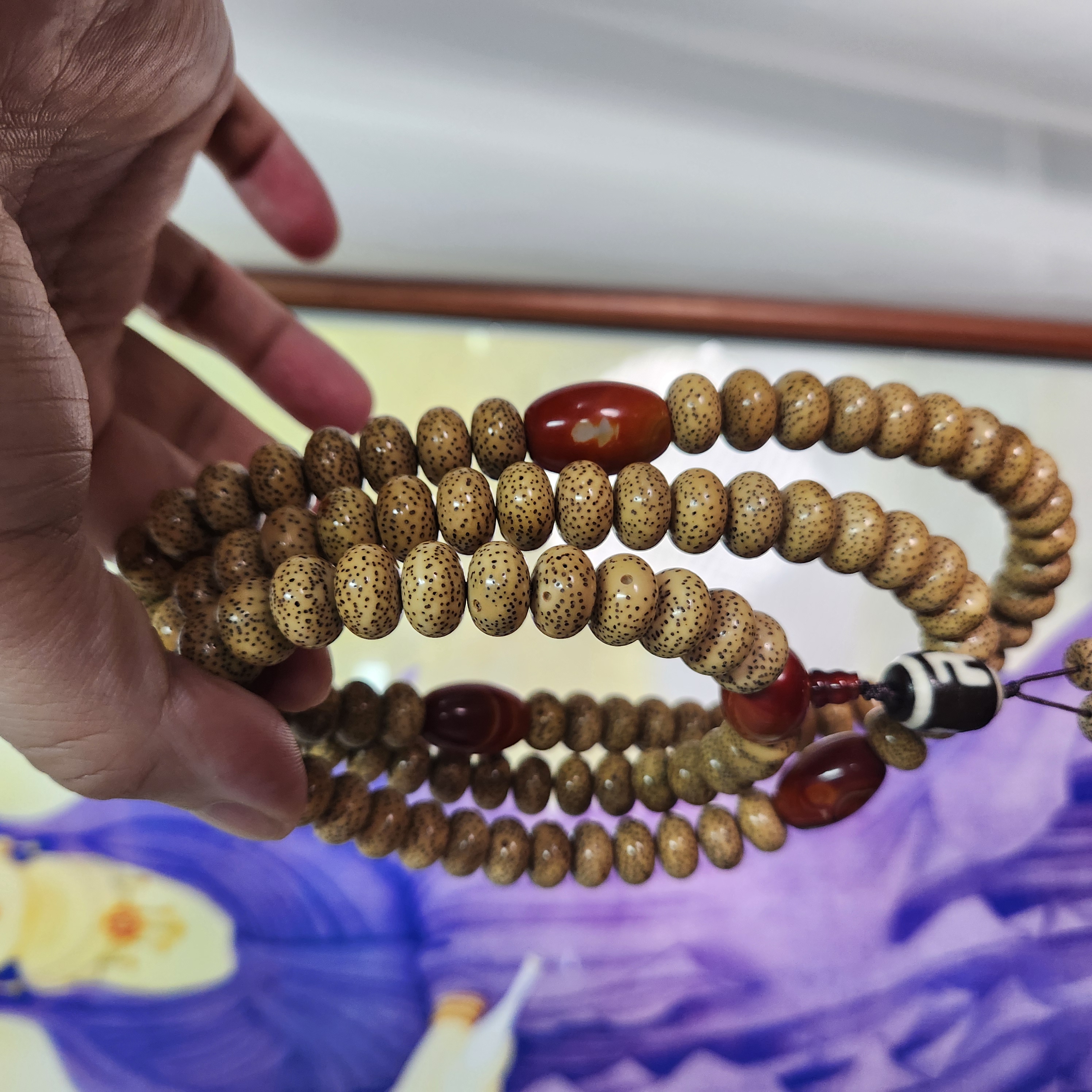 海南原生态玄月星月菩提手串文玩串手持盘玩13*9鸡油黄老料