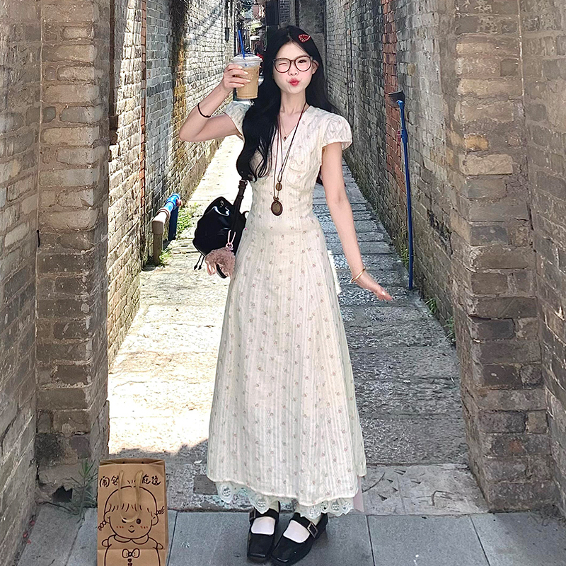 【现货+运补】碎花高级感春季流行穿搭小个子长裙2425