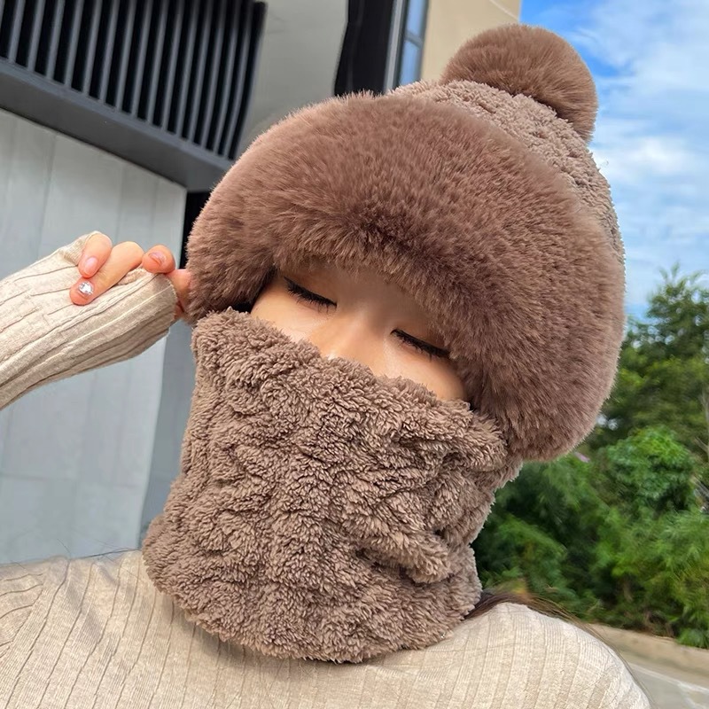 冬季帽子骑行户外围脖一体加绒加厚骑车防风防寒保暖帽百搭套头帽