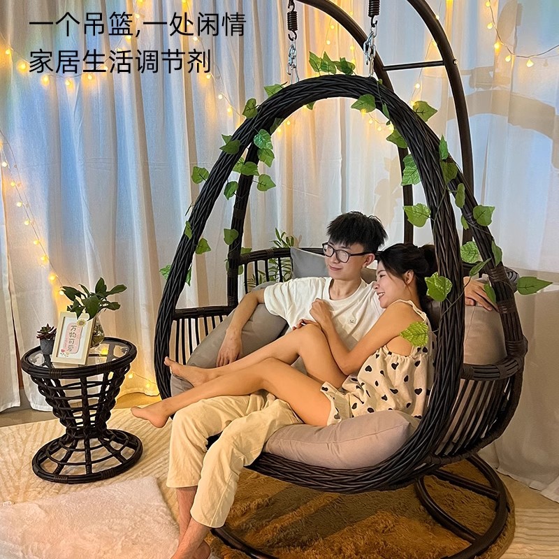 轻奢单双人秋千懒人吊床吊篮藤椅家用摇篮椅室内阳台吊椅庭院户外