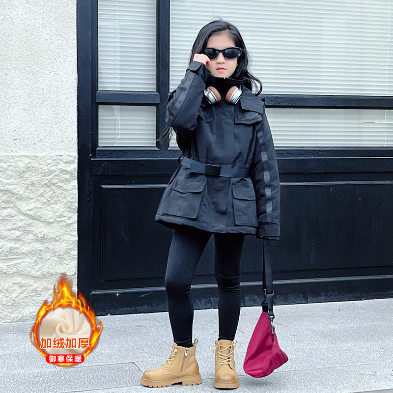 女童加厚外套2025新款洋气大童女孩秋冬款冲锋衣儿童夹克风衣上衣