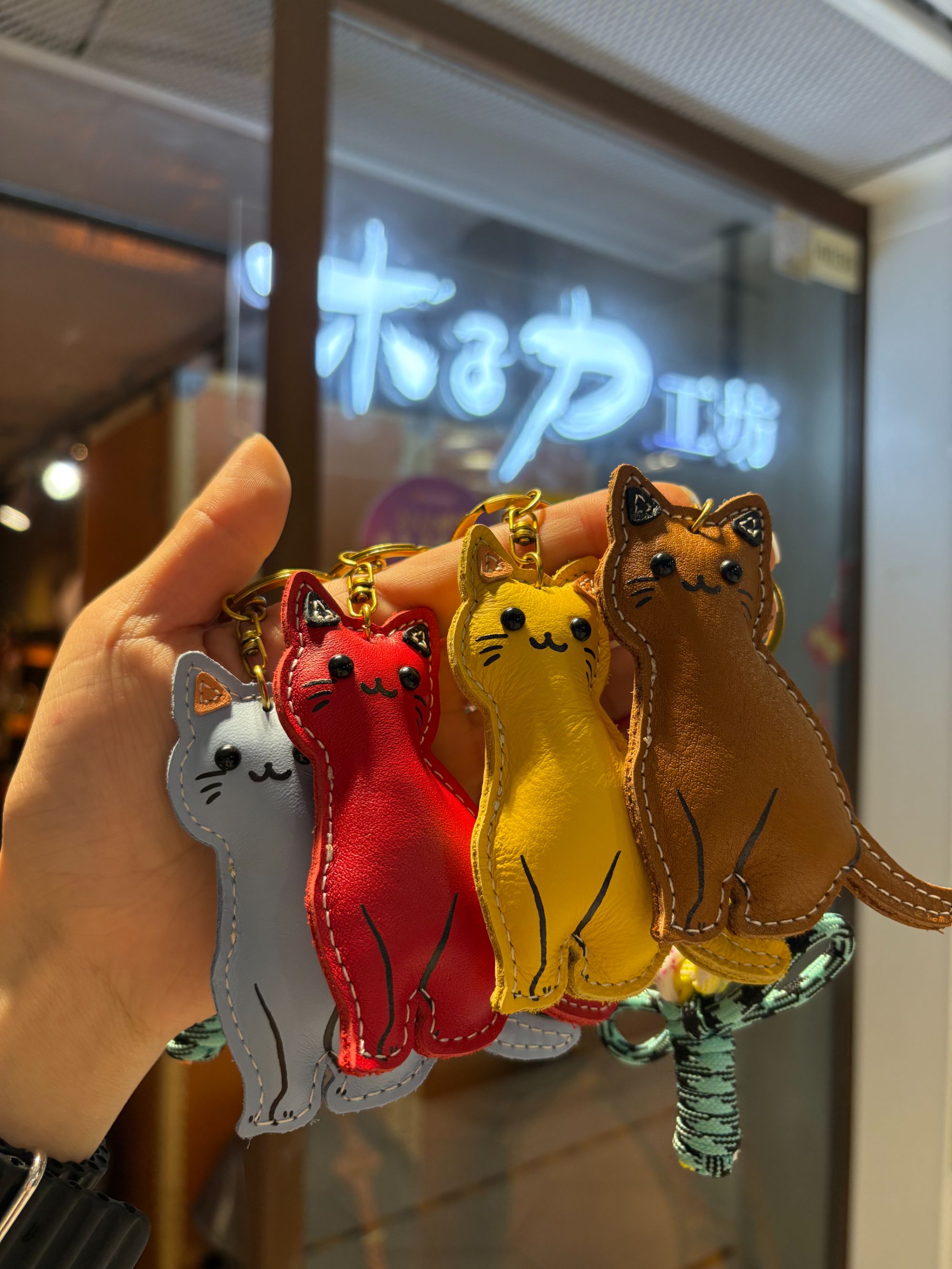 头层牛皮猫咪包挂件钥匙扣包挂饰可爱小猫挂件