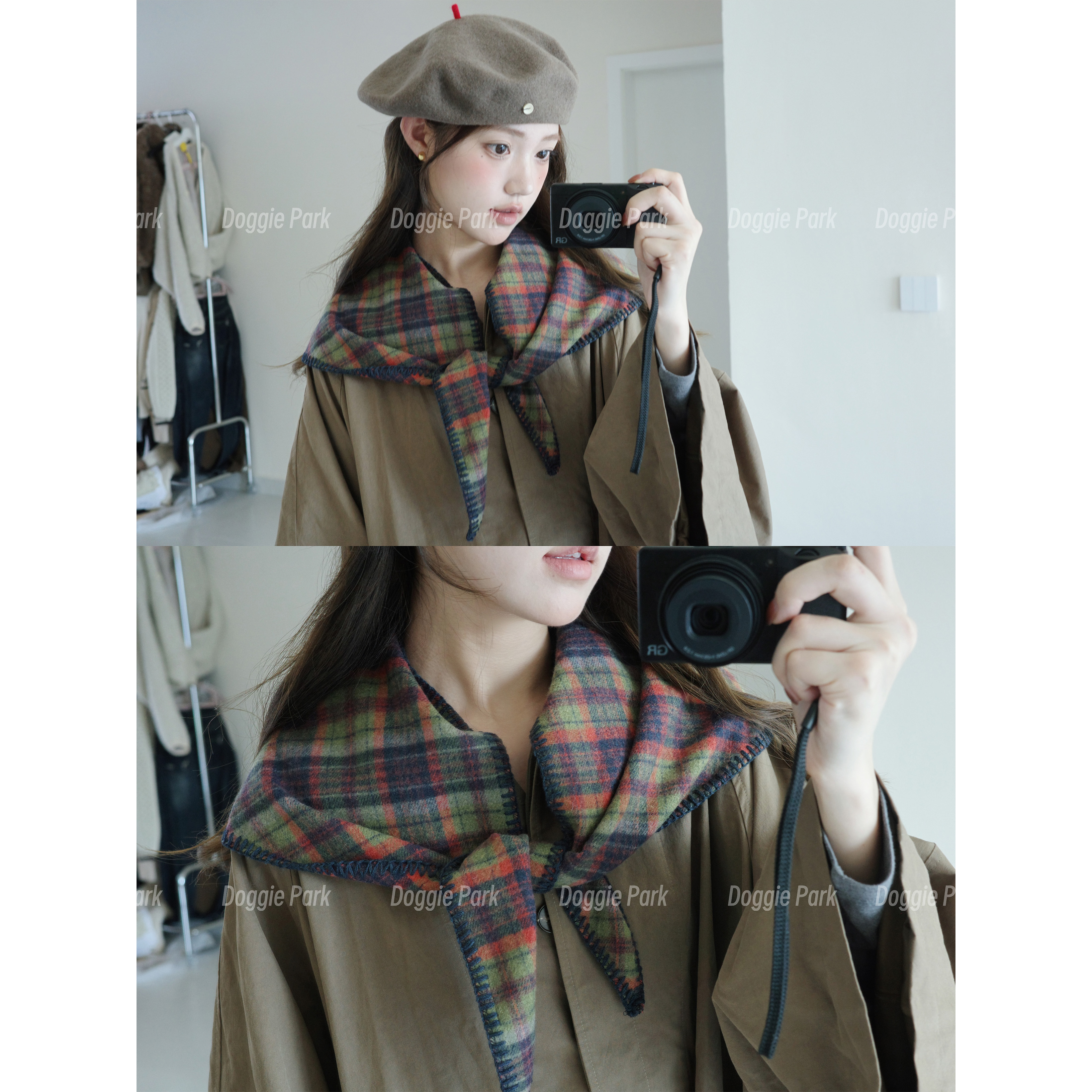 狗狗公园｜英伦学院风格纹三角巾复古百搭秋冬小披肩韩系保暖休闲