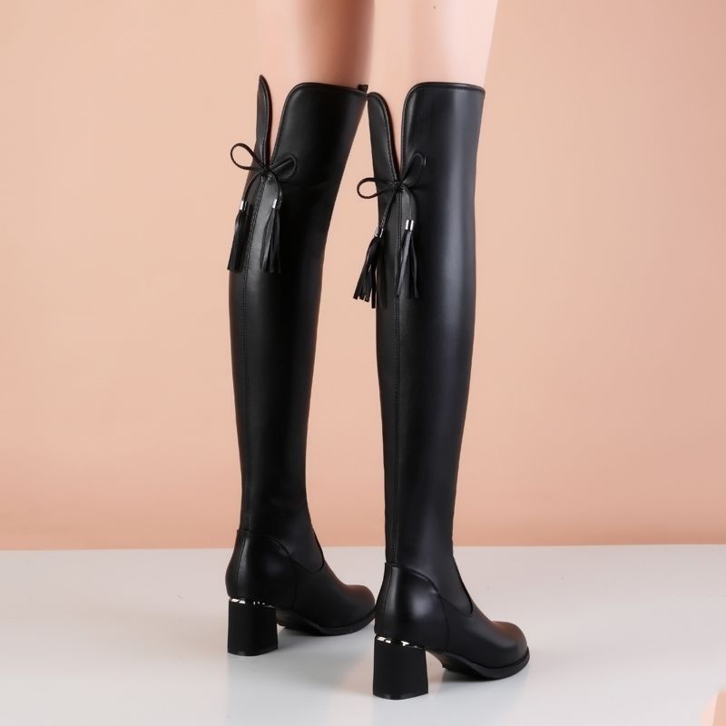 2025显瘦长筒靴秋冬新款舒适中跟粗跟过膝弹力靴子女爆款高级感潮