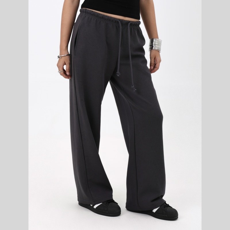 MIMIETTE小个子美式简约直筒抽绳刺绣灰色卫裤6661休闲百搭裤子