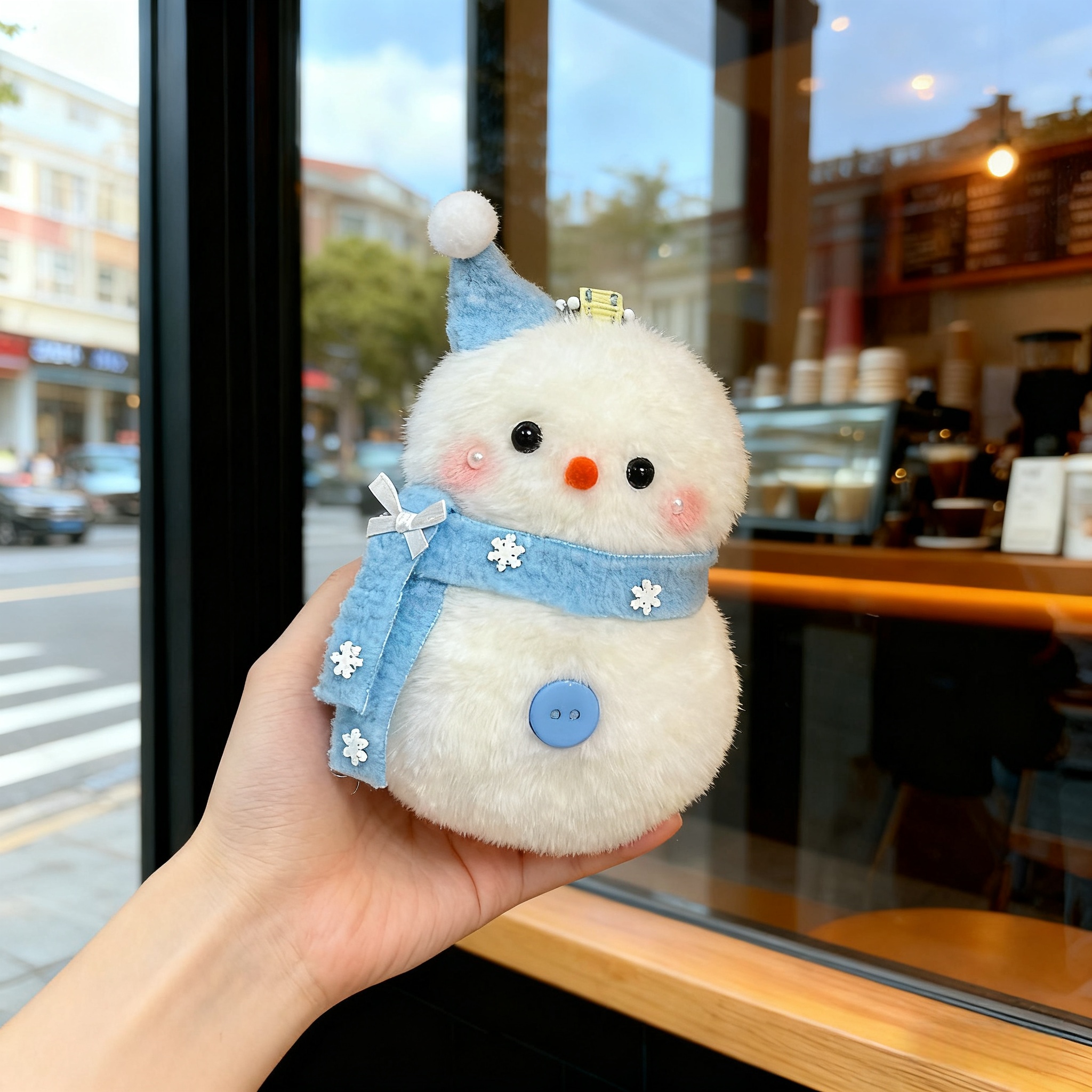 可爱毛绒雪人圣诞学生礼物包挂件情侣公仔毛绒玩偶钥匙扣手机链潮