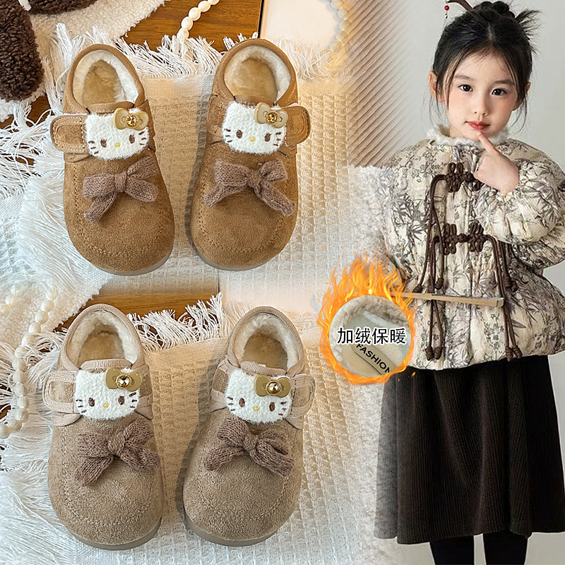 kt蝴蝶结洋气女童勃肯鞋2025新款秋冬儿童小童女宝公主鞋软底加绒