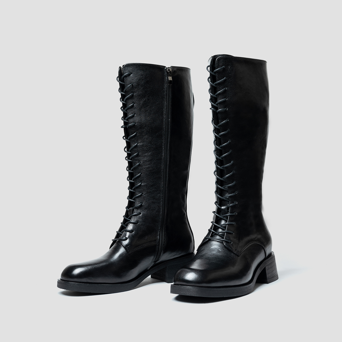 里外全牛皮增高马靴男款系带长筒马丁靴皮靴2025冬加绒蒙古靴子潮