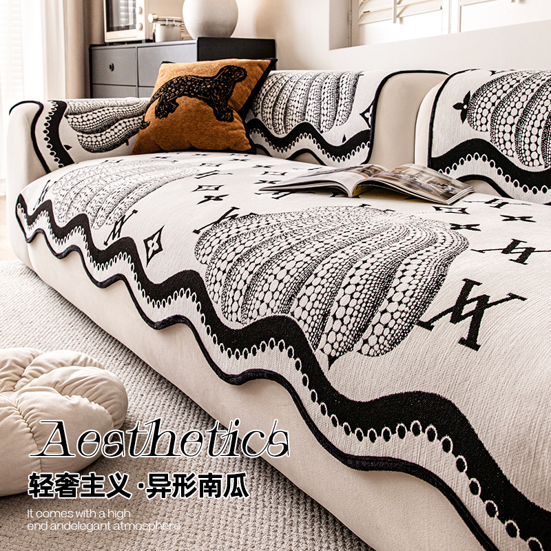 简约异形2025新款沙发垫四季通用雪尼尔直排盖布垫防猫抓坐垫