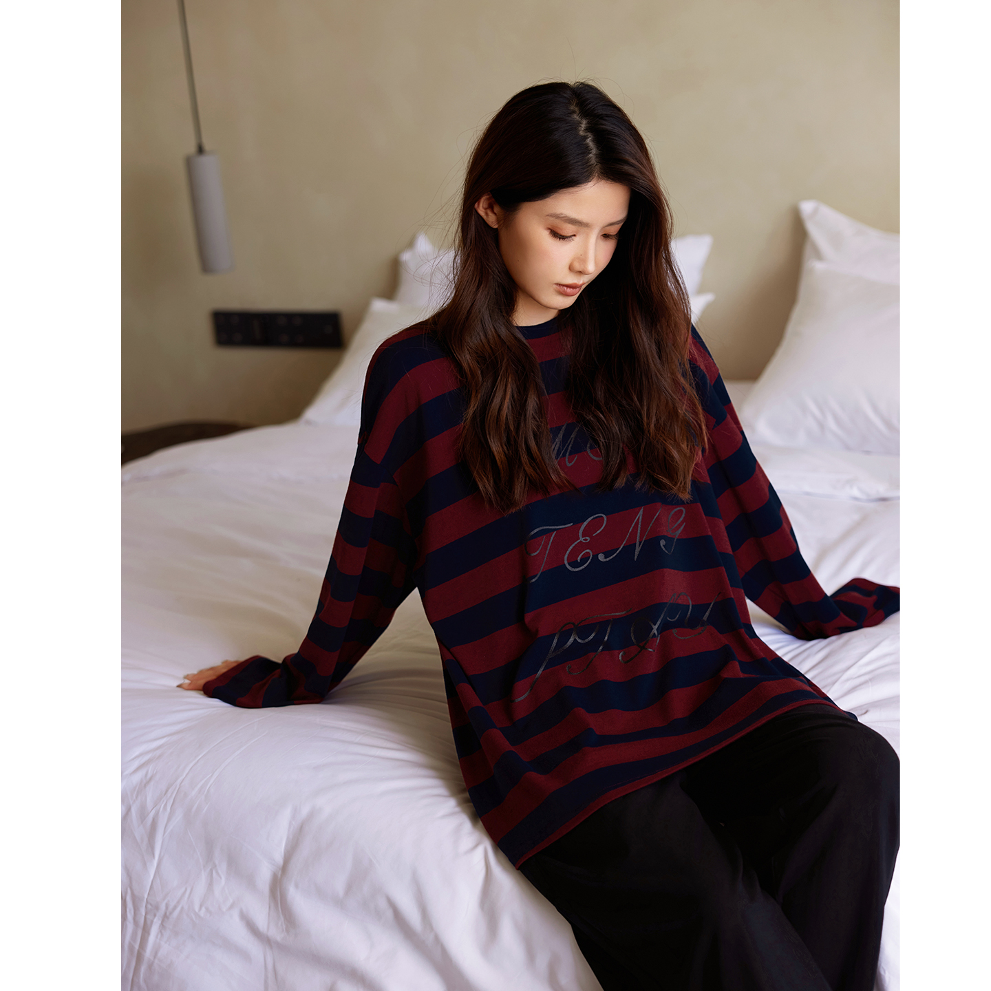 美腾柔软棉睡衣女春秋长袖新款圆领抗菌可外穿秋冬家居服长裤套装