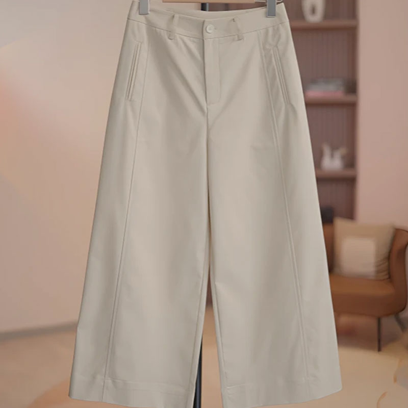 【八分裤】天丝阔腿裤女夏季薄款休闲直筒八分小个子