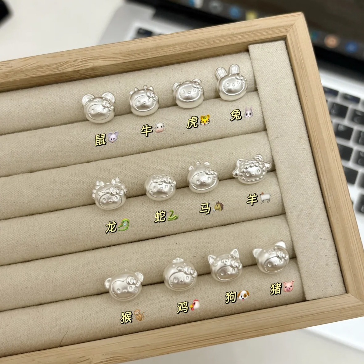 足银手链 纯银足银999十二生肖Kitty猫小众百搭红绳足银手链银色