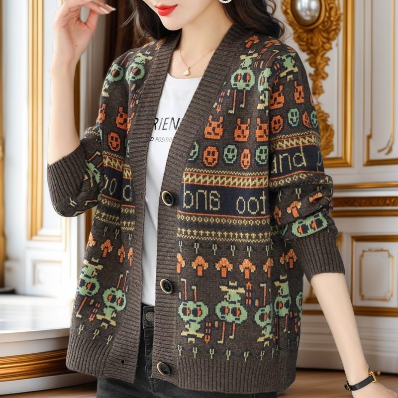 羊绒开衫针织衫女2025年春秋新款洋气女士妈妈宽松外套