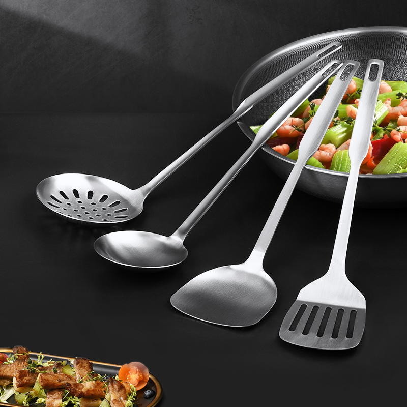 不锈钢铲勺加厚加长一体成型