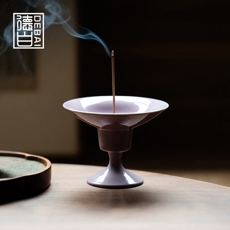 德白紫气东来高足小圆香炉线香茶道配件中式女士家用精致香插香托