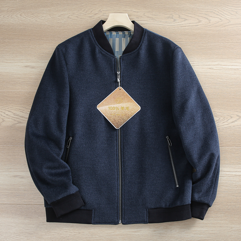 100纯羊毛撤柜男装男士毛呢夹克男春秋款短款商务休闲呢子外套
