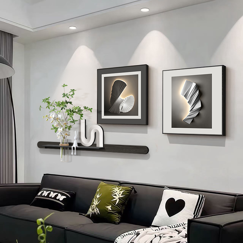 2025新款几何抽象客厅装饰画水培绿植沙发背景墙挂画花卉兔子壁画