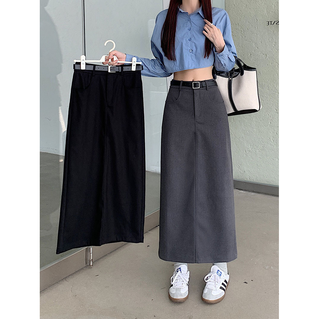 2024夏季韩版百搭半身裙女高腰显瘦a字包臀裙一步裙小个子中长裙