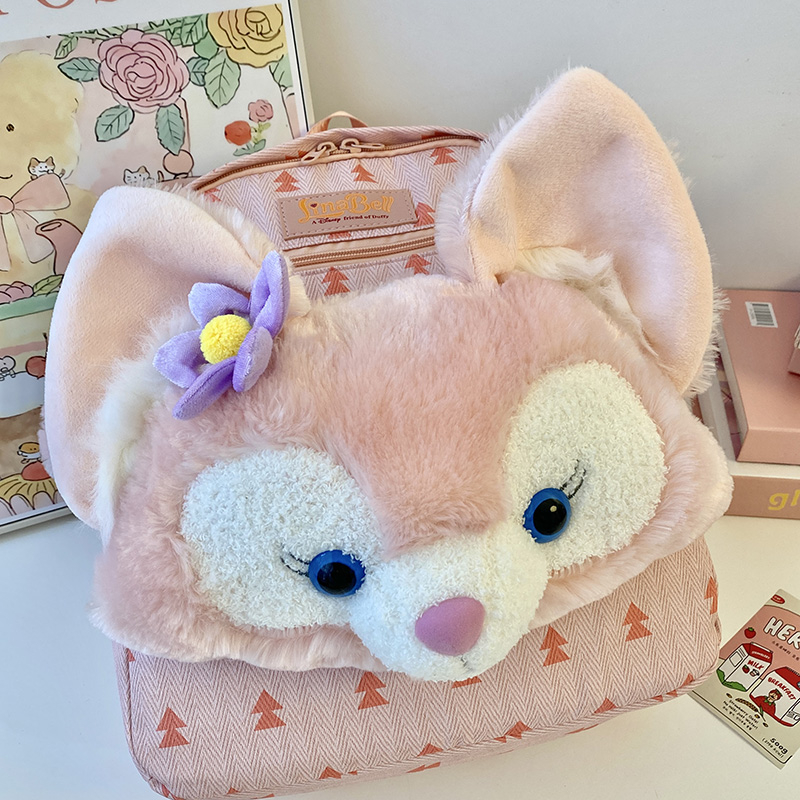 卡通拉链双根公主风刺绣双肩包印花小包包学生网红冬季女生软包