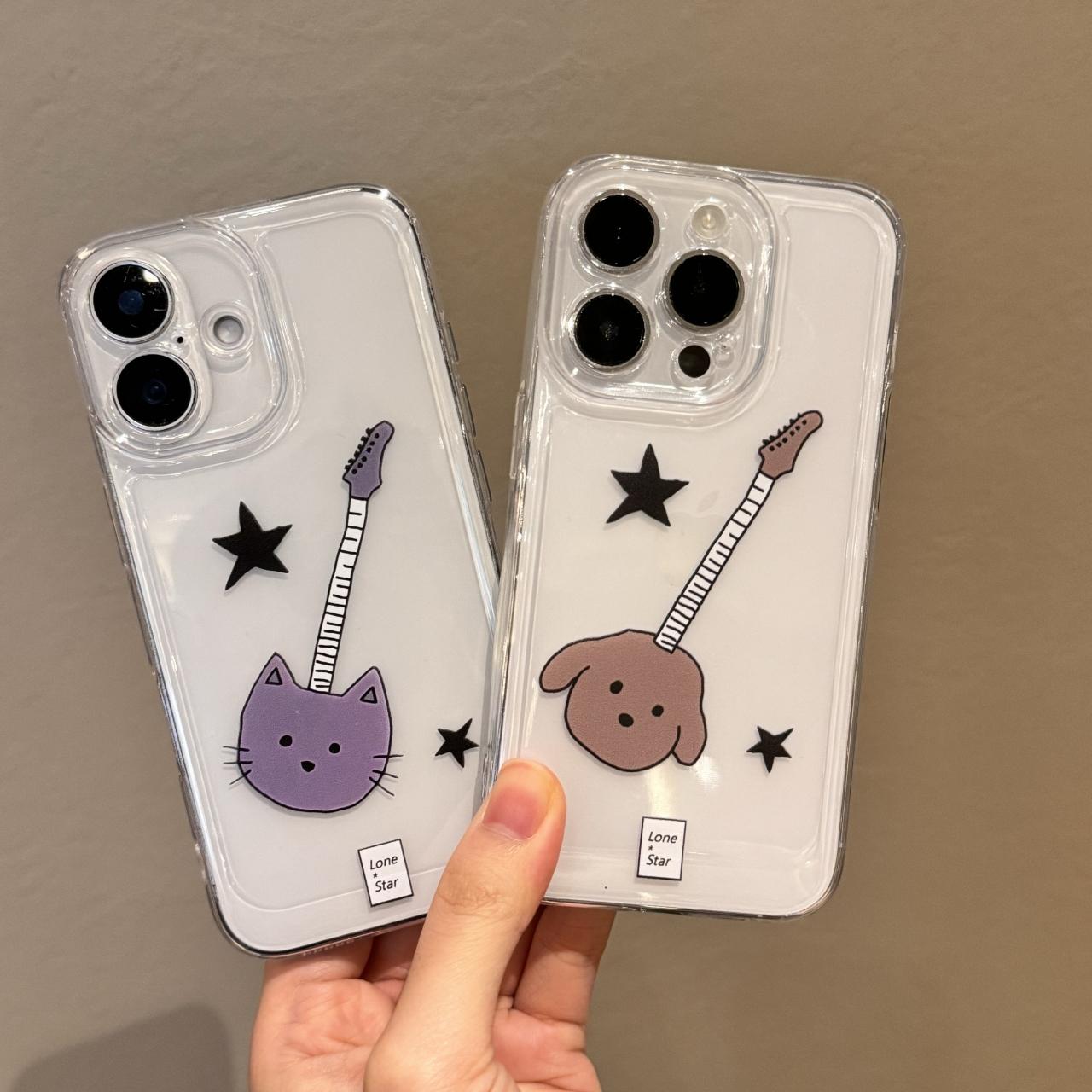 吉他星星小猫适用iphone17苹果15手机壳小米OPPO华为VIVO荣耀一加