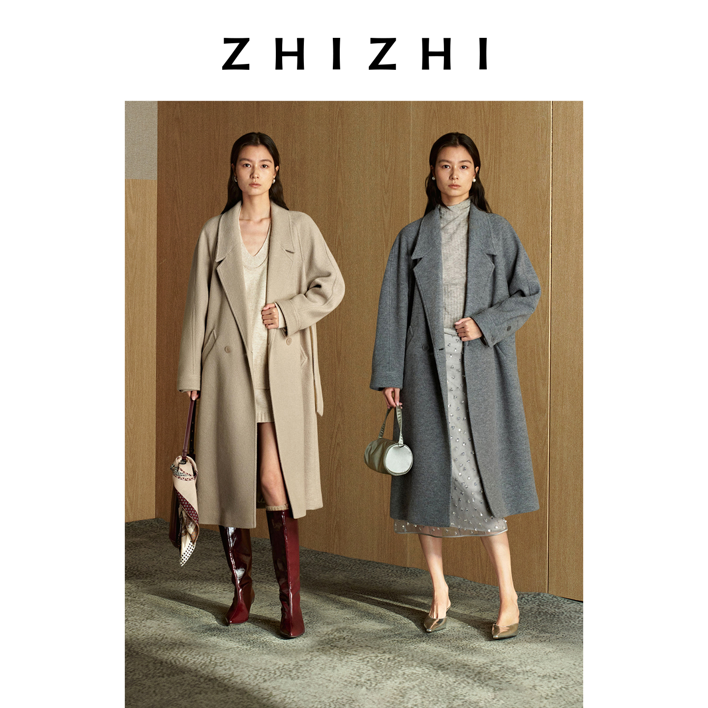 致知 情久长 松弛廓形感大衣2024年冬季新款气质时尚ZZ2EWWWT148