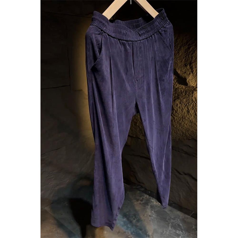 2025夏季高品质垂感休闲裤男潮流直筒裤深紫色春秋百搭宽松运动裤