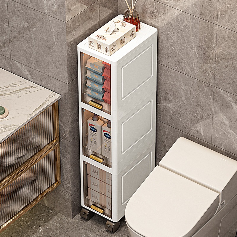 卫生间置物架收纳架落地洗脸池边上储物柜厕所马桶旁边夹缝收纳柜