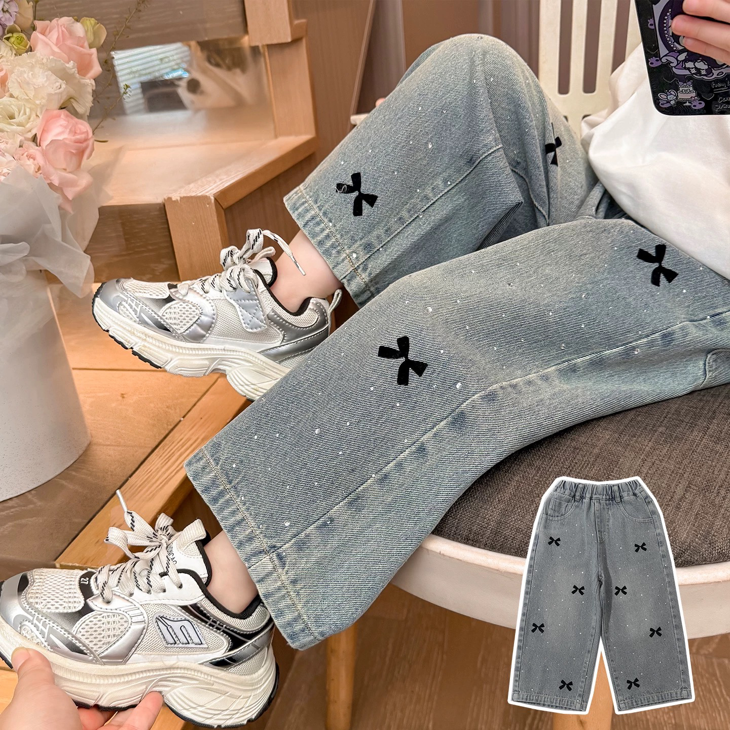 女童牛仔裤春秋款洋气时髦秋装裤子2025新款儿童装百搭休闲直筒裤