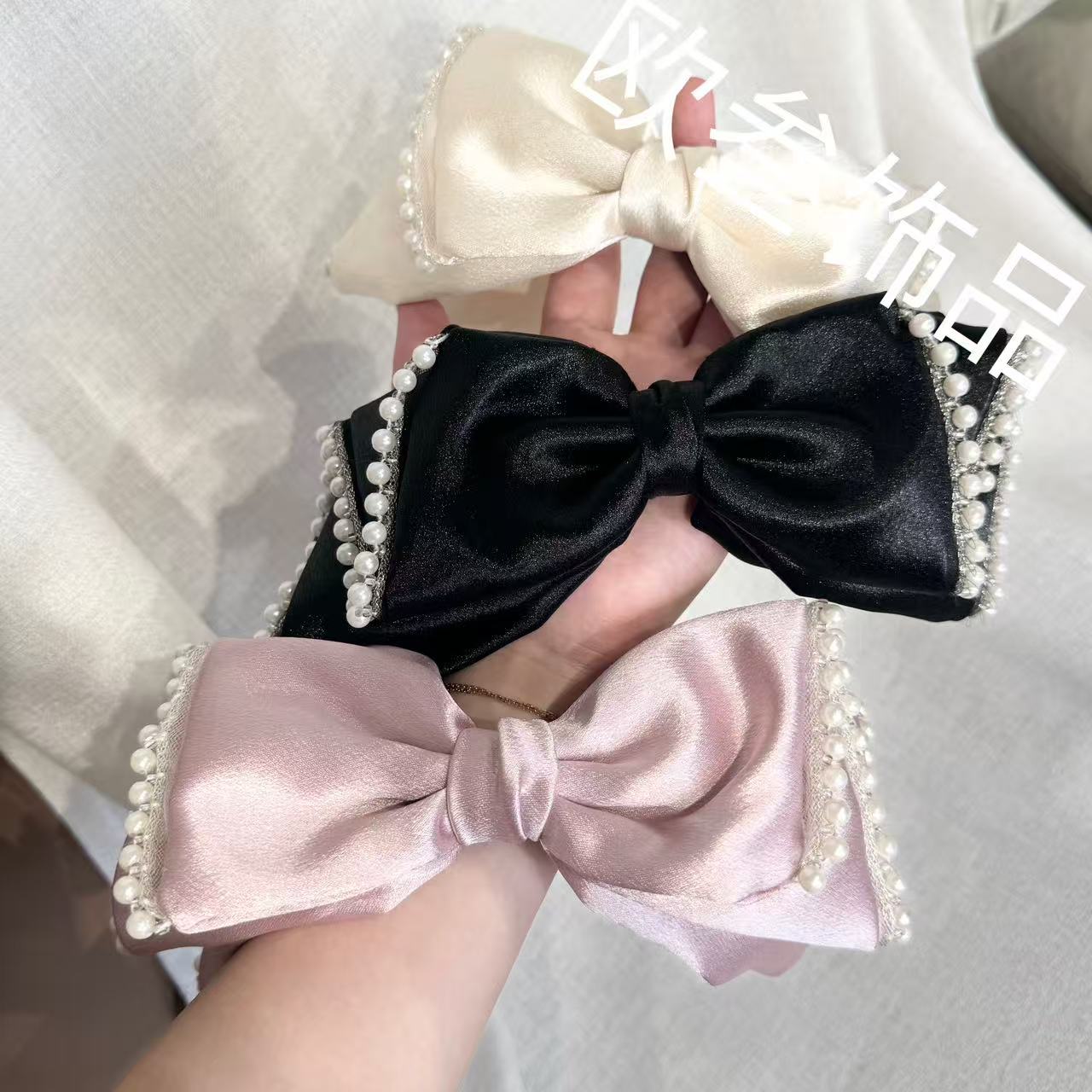 th2035大版缎面复古蝴蝶结发夹顶夹弹簧夹发饰高级百搭精致纯手工