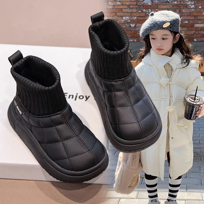 小黄鸭儿童冬季雪地靴加绒靴子2025新款防水男童棉鞋女童潮款鞋子